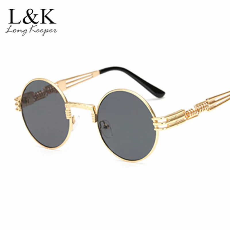 Gothic Steampunk Sunglasses Men Women Metal WrapEyeglasses Round Shades Brand Designer Sun glasses Mirror High Quality UV400