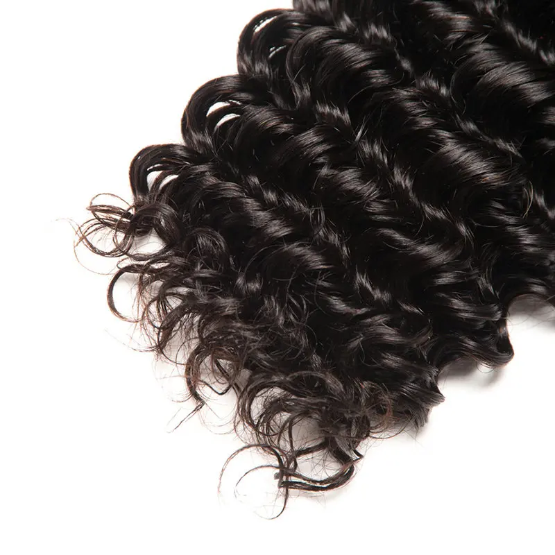 Yavida Deep Wave 3 Bundles Deal Peruvian Hair Bundles non-Remy Hair Extensions Human Hair Bundles No Tangle No Shedding