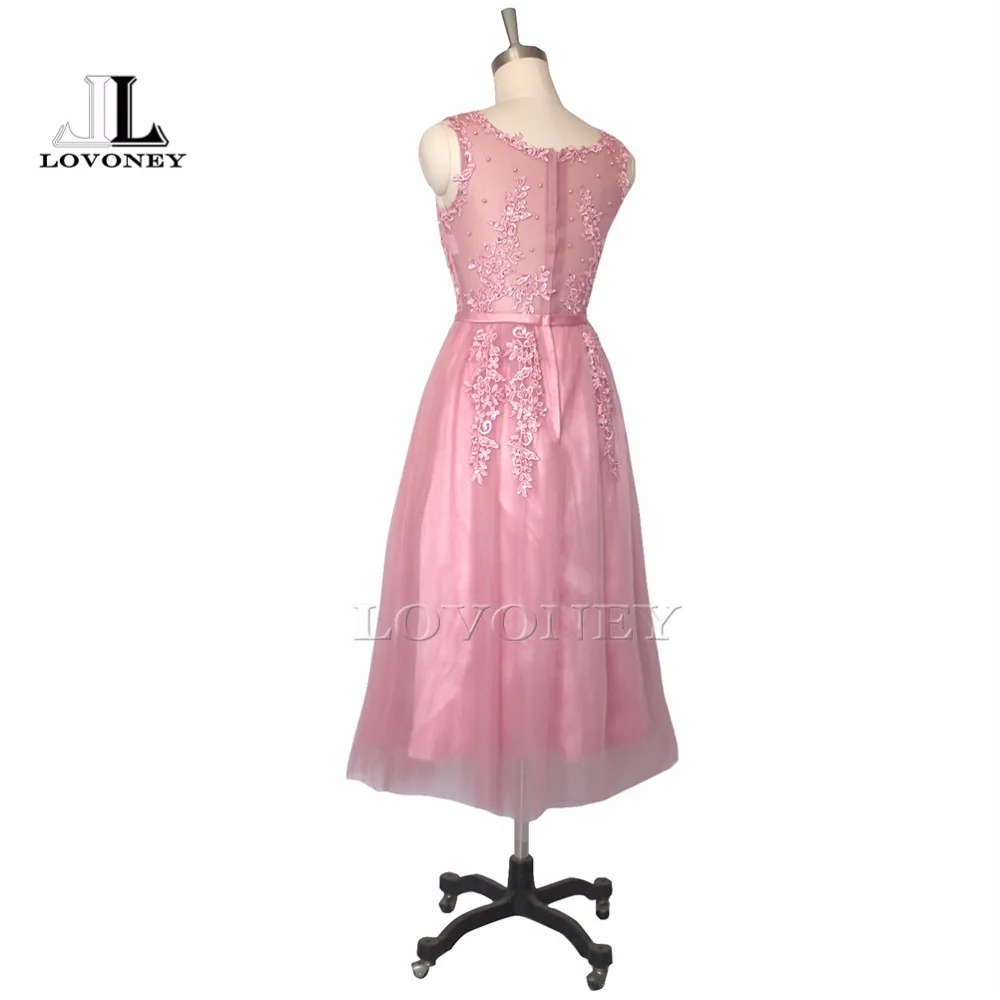 Lovoney m239 line рукавов чай длины короткие пром dress с аппликациями бисероплетение