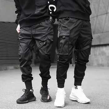 

Side Pockets Cargo Men Pants Jogger Streetwear Spring Summer Black Geeks Trousers Joggers Hip Hop Fashion Tactical Overalls LC77