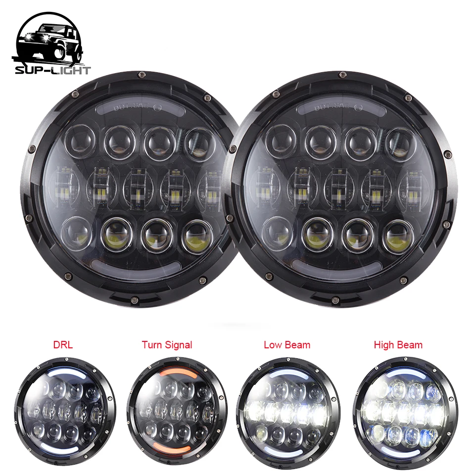 2PCS 7 inch 105W LED Headlight for Jeep CJ/Wrangler JK Led Driving Light Land Rover Defender Hummer H1 H2 H4 H13 Headlamp | Автомобили и