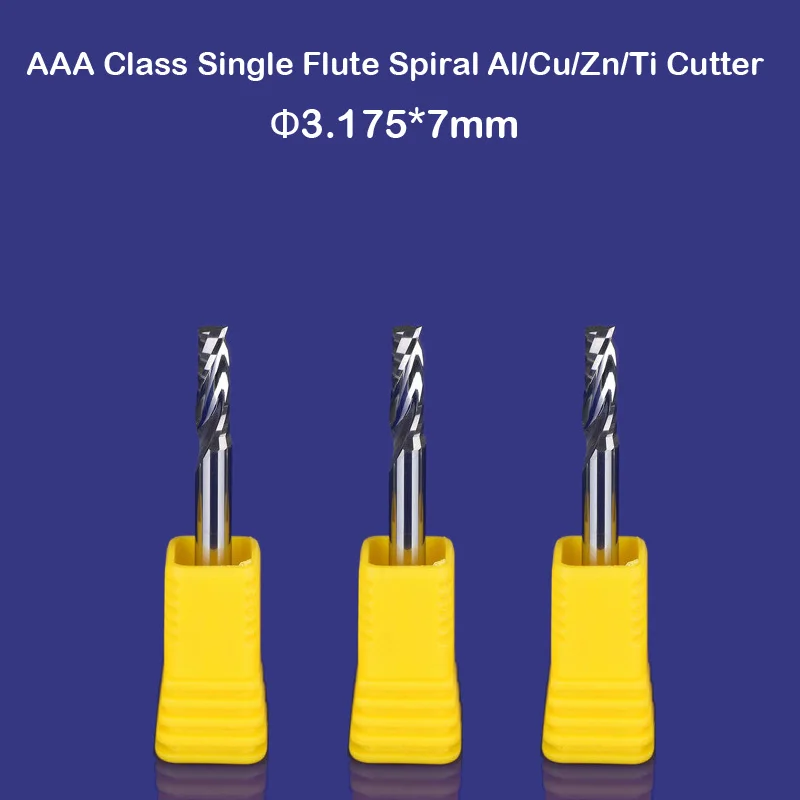 

3pcs top quanlity CED 1/8 inch CEL 7mm single Blade Alu CU cutting single flute CNC router bits 3.175*7mm