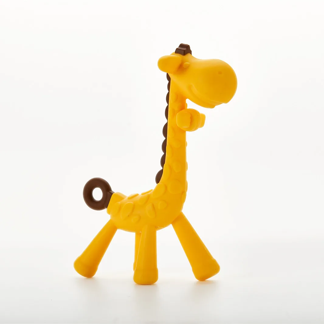 Прорезыватель для зубов с изображением жирафа, для укуса, детский Прорезыватель для зубов, силиконовая соска для кормления