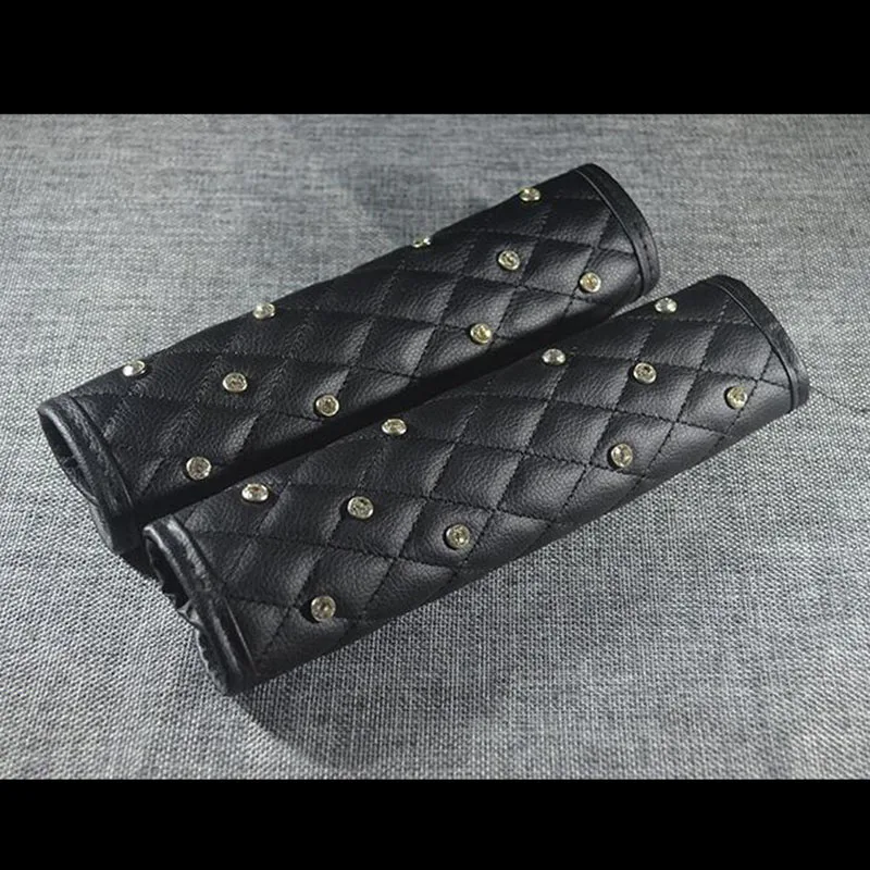 

Crystal Studded Rhinestone Safety Car Seat Belt Covers Leather Seatbelt Cover Shoulder Pads Protection Auto Seat Belt Cover