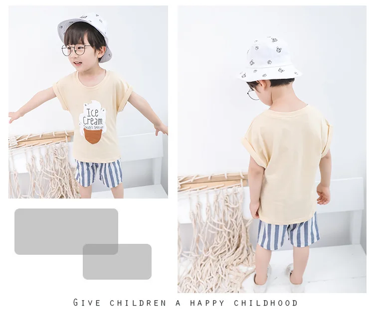 New Cotton Baby Boys Clothes Set Summer Casual Toddler Girl Outfits 2pcs Children Clothing Letter Tshirt Stripe Shorts Kids Suit (13)