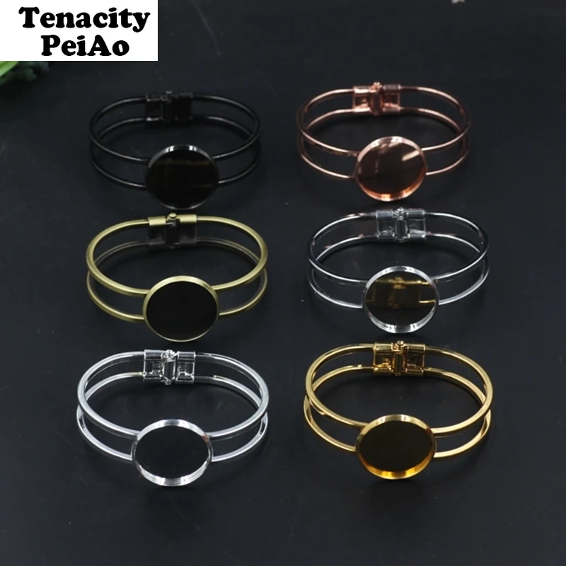 

High Quality 25mm Silver Plated Bangle Base Bracelet Blank Findings Tray Bezel Setting Cabochon Cameo (08320)