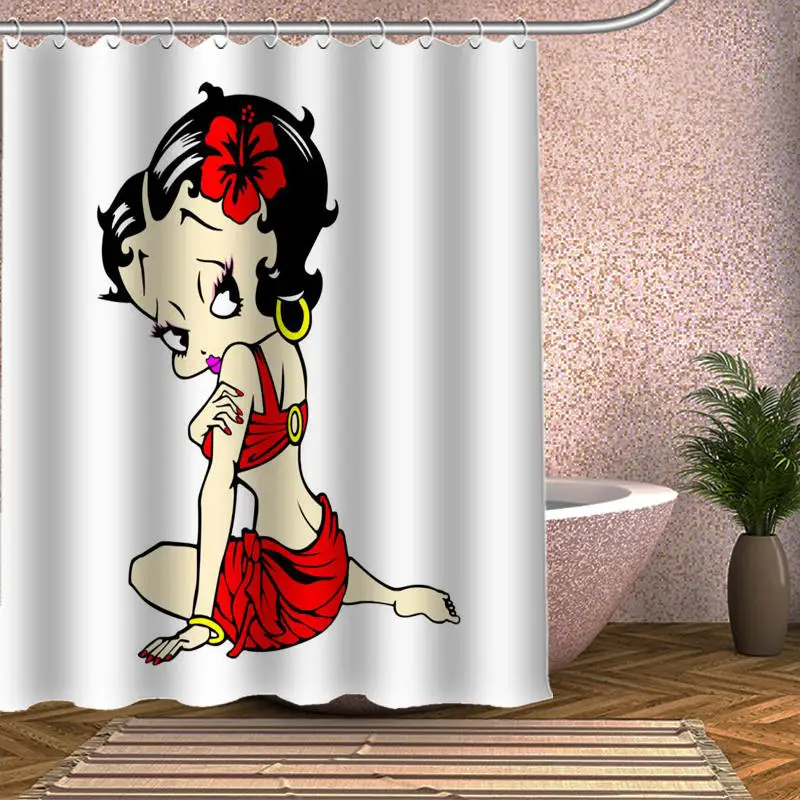 

HOT SALE Betty Boop Design Modern Shower Curtain Polyester Fabric Printing Bathroom Curtain Waterproof With Hook Bath Curtain