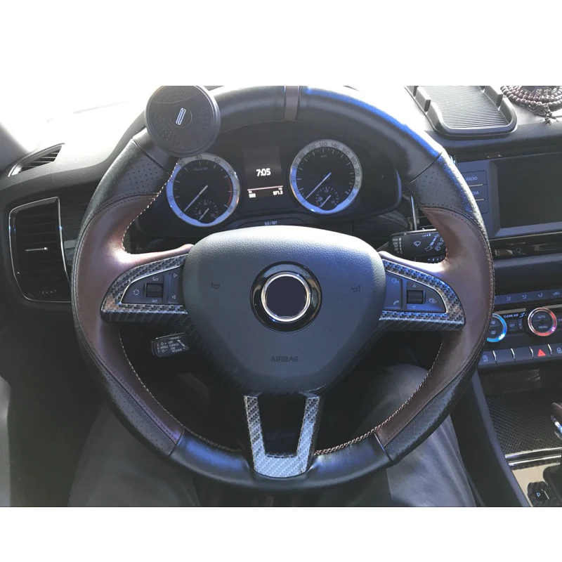 

ABS Carbon Fiber Style Steering Wheel Panel Trim Car Styling Accessories for SKODA KODIAQ 2018