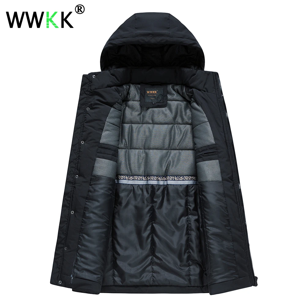 Wwkk мужские, большого размера, зимние куртки-парки Повседневное мужской пальто ветровки цвет: черный, синий ветровка Hommes Для мужчин куртка-парка
