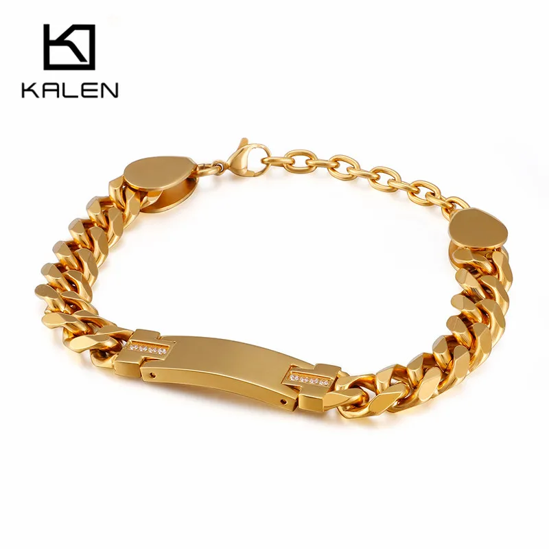 KALEN из нержавеющей стали Италия золотая цепочка браслет для мужчин Мода Геометрический Шарм ручной браслет мужские ювелирные изделия