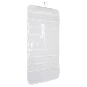 

JEYL 72 Pockets Jewelry Earring Necklace Pouch Display Holder Closet Storage Organizer Dress Bag White