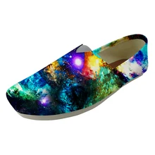 Bling Galaxy печати Для женщин плоские легкие кожаные Туфли летние дышащие мама рабочая обувь Туфли без каблуков слипоны кроссовки для вне женщина