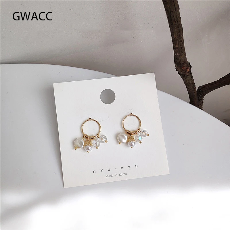 

GWACC 2019 New Design Pearls Stud Earrings For Women Girls Korea Modern Minimalist Fashion INS Style Heart Earrings Jewelry boho