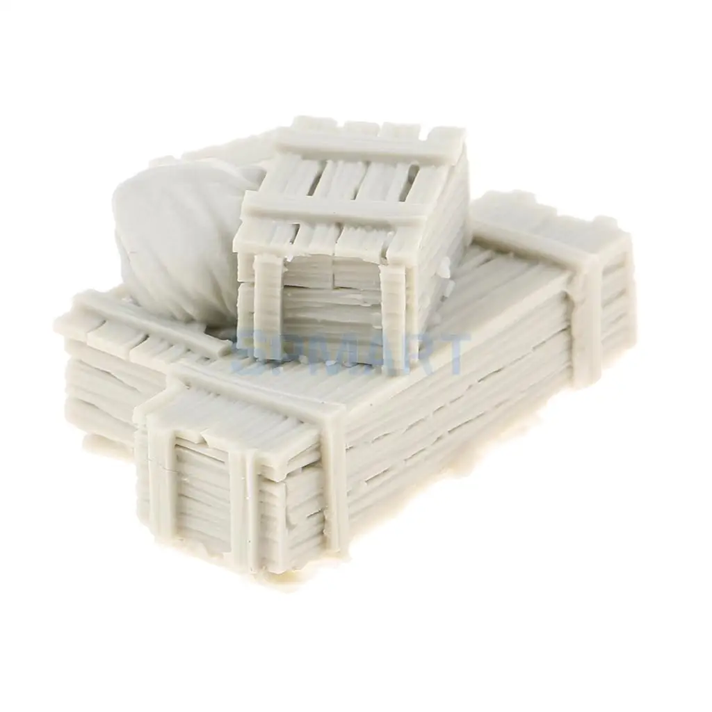MagiDeal Unpainted Resin 1/35 Resin Soldier Scenario Accessories Set Ammunition Boxes & Bags Full Set Landscape Scene Toys