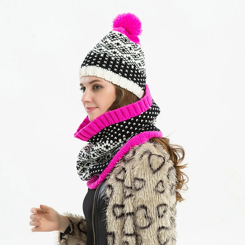Civichic Лидер продаж модная женская шапка шарф Рождество подарок на год теплый комплект снег Кепки помпоном шапочки Головные уборы утолщаются шаль sh163