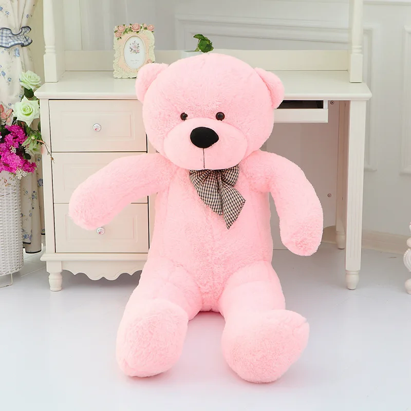 big lovely pink plush teddy bear toy cute big eyes bow big stuffed