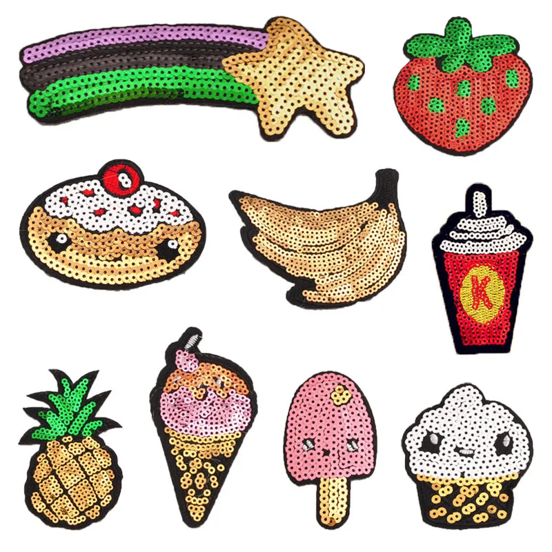 

1Pcs Sequins Patches For Clothing Motif Applique Embroidered Sticker Iron On DIY Garment Kids Sewing Accessories