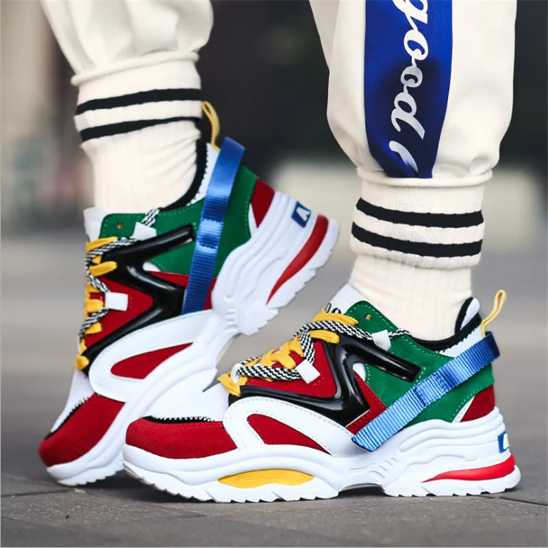 

2019 Height increase women's running shoes red white sneakers women outdoor cushioning shoes lovers shoes Women Sneakers 36-44