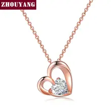 

ZHOUYANG Pendant Necklace For Woman Girl Sweety Hollow Out Heart To Heart Cubic Zirconia Fashion Jewelry Party Work Gift N056