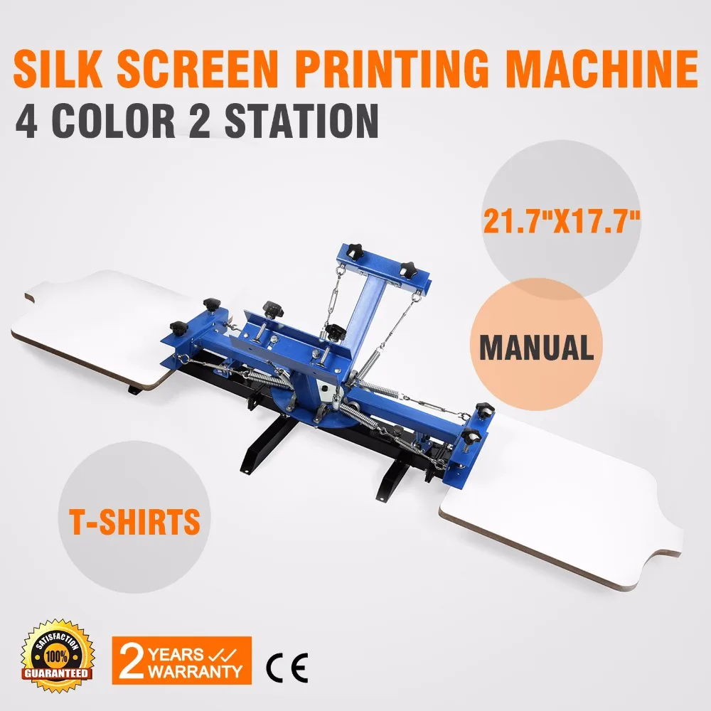 

User-friendly silk screen printing machine 4 color 2 station t-shirt printer press equipment