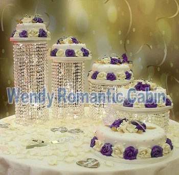 

Free shipping 4pcs/set Acrylic Paty cake holders wedding Cake Stand Banquet Cake display rack circle clear crystal centerpiece