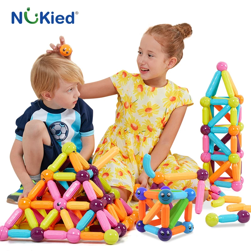 NUKied 42PCS Kids Bars & Metal Balls Toy Building Block