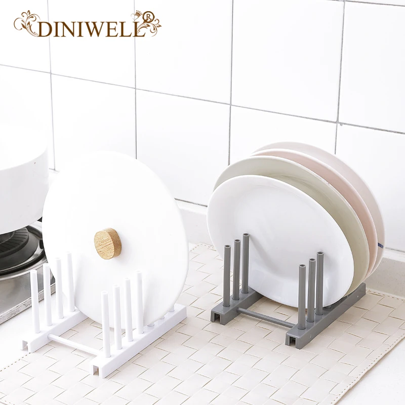 

DINIWELL Plastic Plate Dish Drainer Rack Pot Lid Cover Holder Detachable Storage Shelf For Kitchen Organizer Accessories