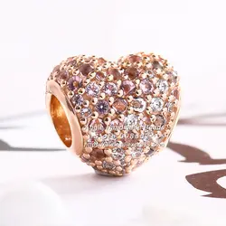 Весной 2019 релиз розовое золото блестящими Божья коровка сердце с Эмаль кристаллы циркониевые Бусины бусины Европейский дизайн браслеты