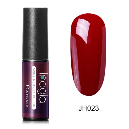 Inagla, цвет красного вина, Гель-лак для ногтей, 36 цветов, замачиваемый, УФ светодиодный Гель-лак, покрытие, цветной лак, долговечный гель, 5 мл, соска, эмалевый гель - Цвет: JH023