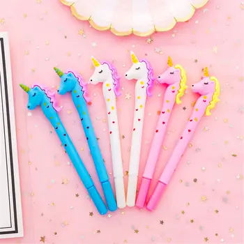 

1PCS Cute Kawaii Unicorn Black Ink Gel Pen 0.38mm Cartoon Plastic Gel Pens for Writing Office School Supplies Student Stationery