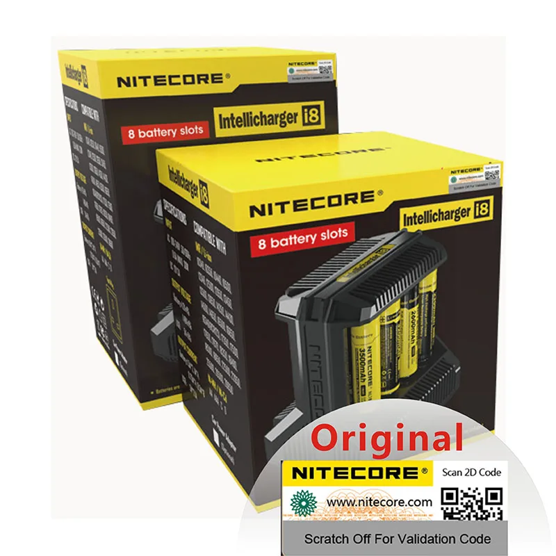 Nitecore i8 интеллектуальное зарядное устройство 8 слотов 4A выход Смарт для IMR18650 16340