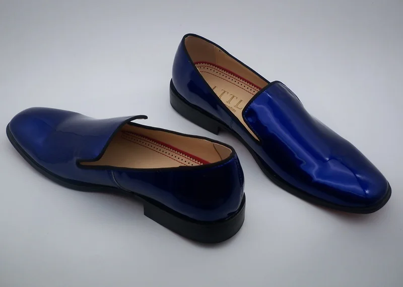 LTTL/лоферы из лакированной кожи Королевского синего цвета; Новое поступление; мужские вечерние Лоферы для выпускного; высококачественные мокасины; Мужские модельные туфли