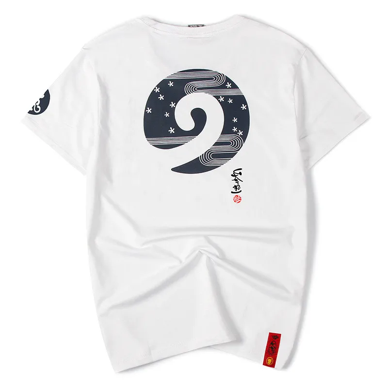 Мужская хлопковая футболка Yin and Yang черно-белая с короткими рукавами в