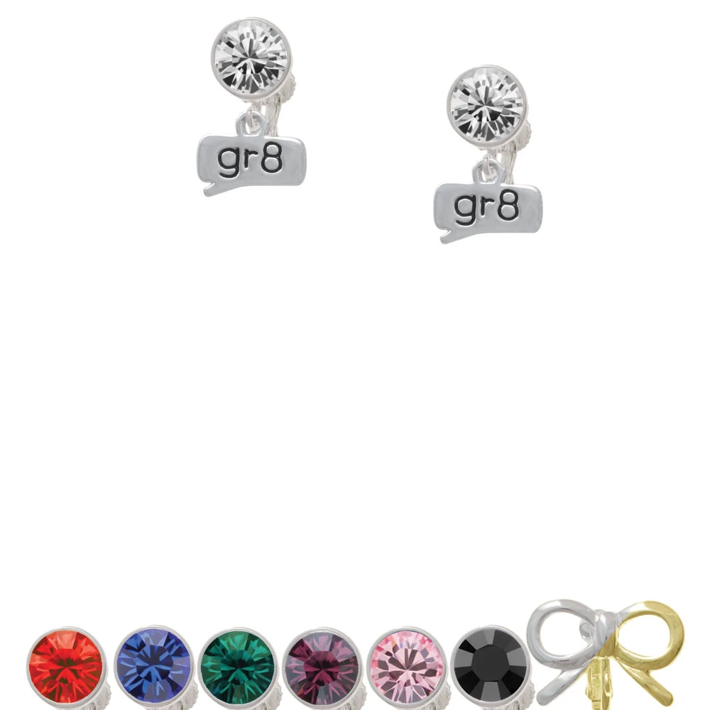 Text Chat - gr8 - Great - Crystal Clip On Earrings