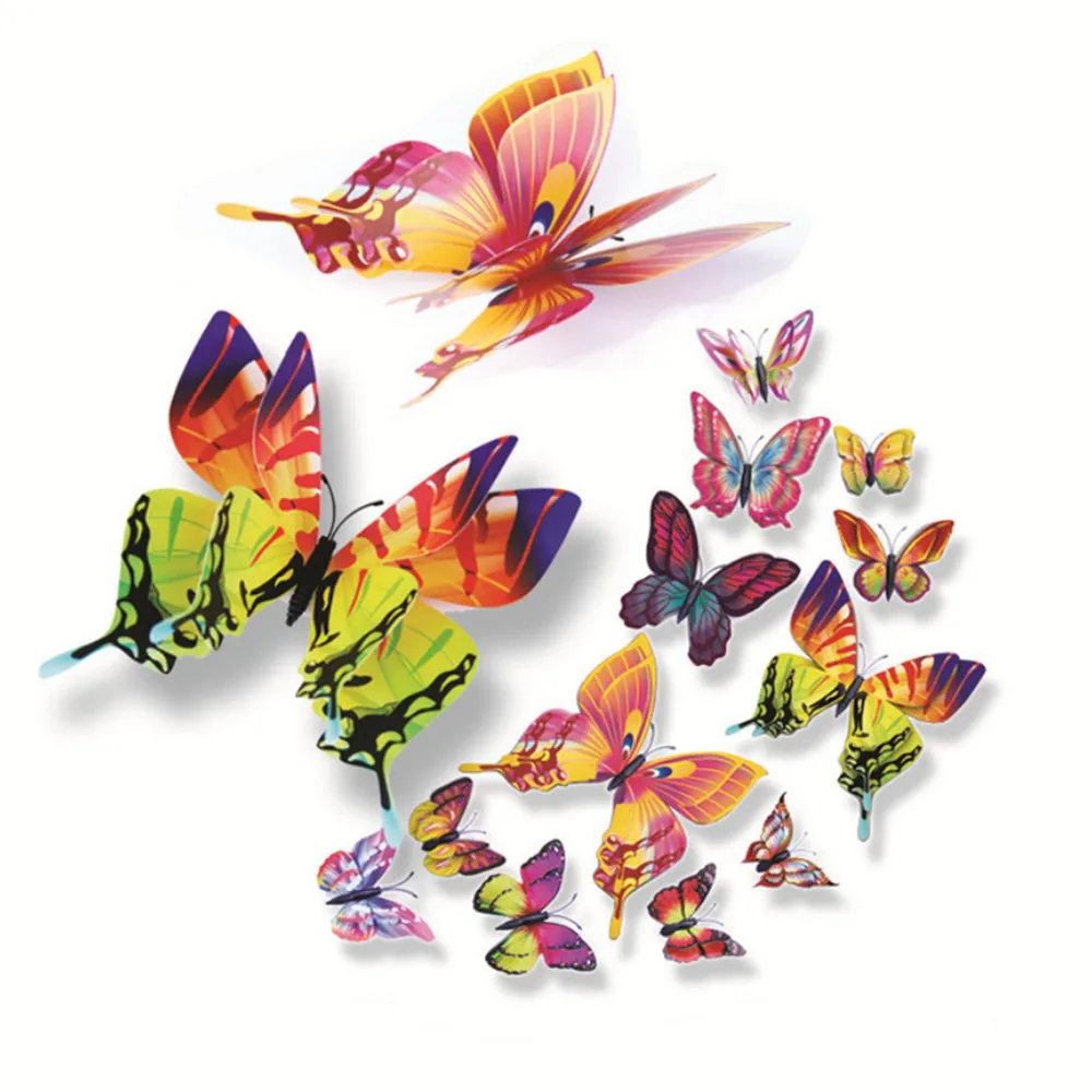 Plastic Wall Stickers Creative three dimensional Butterfly Art Home Living Room Background Stickerss|Наклейки на стену| |