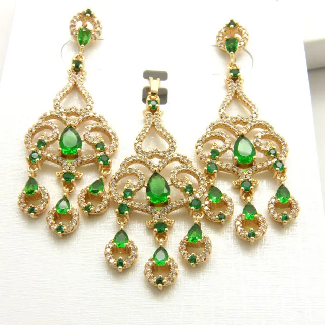 Luxury Cocktail Party Jewelry Set Gold Filled Womens Tassel Long