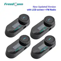 Free shipping!!New Updated Version! 4PCS X TCOM-SC W/Screen Bluetooth Motorcycle Motorbike Helmet Intercom Headset with FM radio
