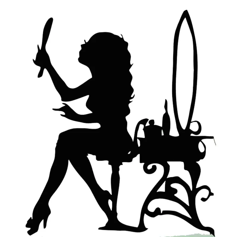 Beautiful Woman Looking Mirror Wall Sticker Pattern Vinyl