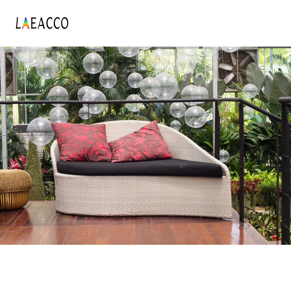 

Laeacco Tropical Garden Balloons Chair Interior Photography Backgrounds Customized Photographic Backdrops For Photo Studio