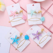 2 шт. новые модные женские шпильки с жемчугом зажимы для волос в форме морской звезды оболочки Заколка Для Девочек Свадебные вечерние аксессуары для укладки волос