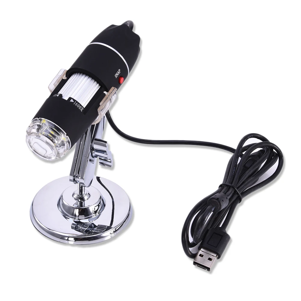 Goede 1600X8 LED USB Digital Black Microscoop Elektronische Elektron Endoscoop Glazen Vergrootglas Vergrootglas Bril Bureau Loupe W Stand