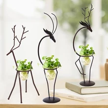 Без почвы цветок стенд красивые украшения Ваза для гидропоники контейнер для железного оленя рамка Прямая