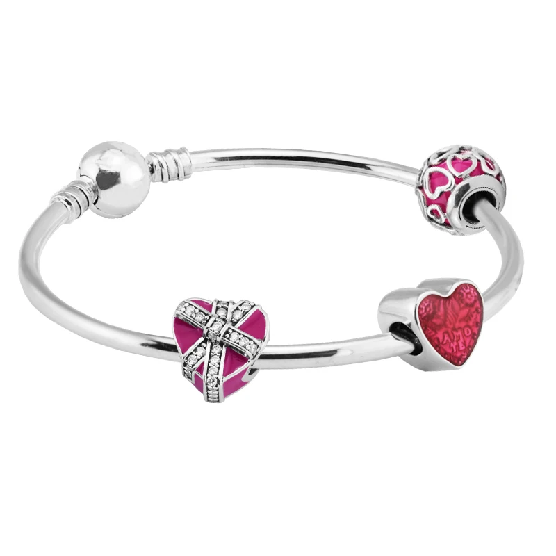 

Clasp Bangle with 3pcs Beads in a set 925 Sterling Silver Jewelry Free Shipping