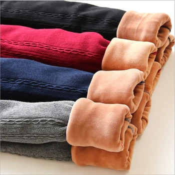 

Autumn Winter Pants New Fashion Children's 2-15 Year Cotton Warm Skinny Pant Girls Kids Solid Thicken Trousers Elastic Legging
