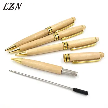 

LZN New Wooden Material Classic High-quality Ballpoint pen Office & School Pens Writing Supplies Gift Pens 10pcs a Lot