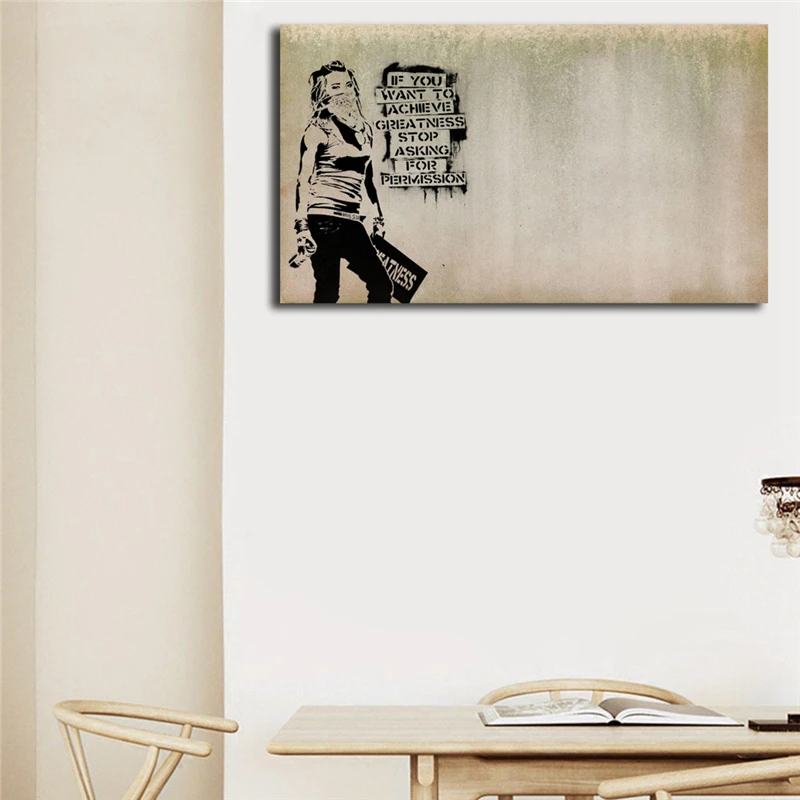 

Do Not Ask Permission Banksy Graffiti Wall Art Canvas Posters Prints Painting Wall Pictures For Bedroom Home Decor Accessories