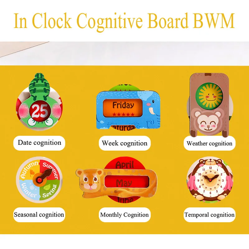  Montessori teaching aids clock multi-function Cognitive Training Clock Calendar & Time operating pa - 32983028090