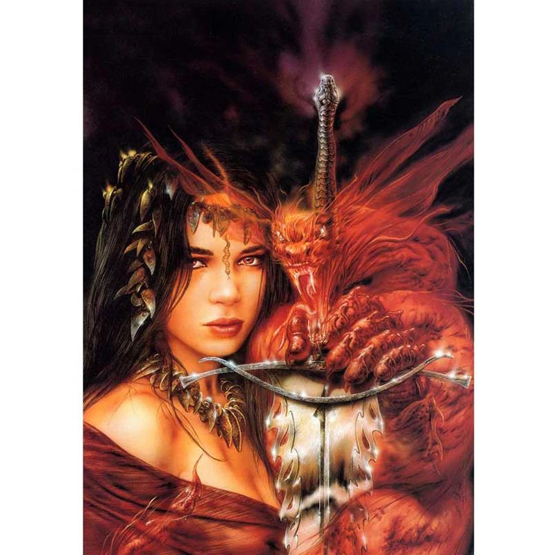 dimond painting cross stitch fantasy art woman with monster diamond painting 5d diamond embroidery art cross stitch