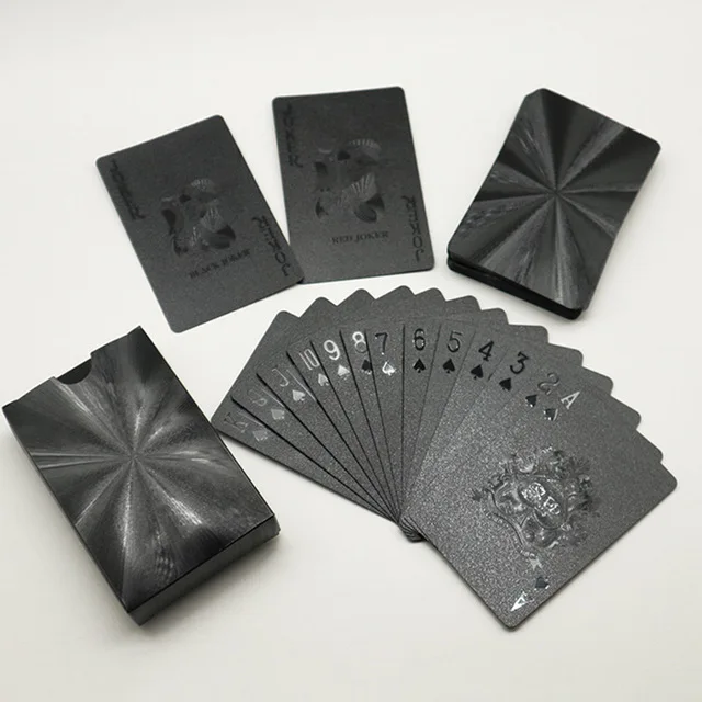 1 Set 57*87mm cartes noir doré plastique cartes à jouer jeu cartes de Collection jeu de Poker étanche enfants jeux jouets cadeaux