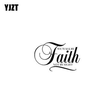

YJZT 17.8CM*11.5CM WE WALK BY FAITH NOT BY SIGHT JESUS Vinyl Car Motorcycle Sticker Decals Black/Silver C13-000157